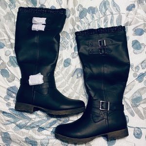 Black Wide Calf Tall Boots